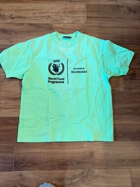 Balenciaga Neon Green World Food Programme Logo T-Shirt - Men